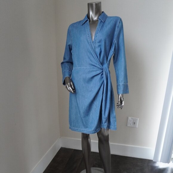 Veronica Beard Briggs Wrap Dress in Iceberg Blue Denim Size 12 New Tag - Picture 3 of 9